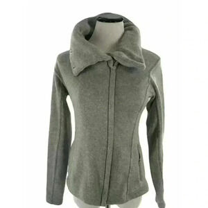 Old Navy Women's Grey Fleece Zip Up Casual Pea Coat Jacket Size Small Petite